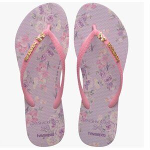 💜 LoveShackFancy x Havaianas Women's Hibiscus Slim Flip Flops NIB